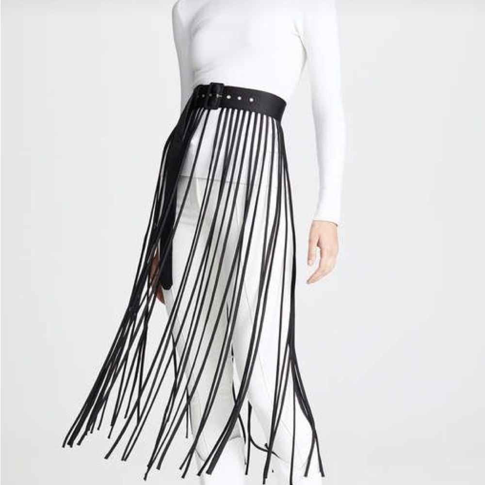 Rare Rachel Comey silk fringe belt in black.